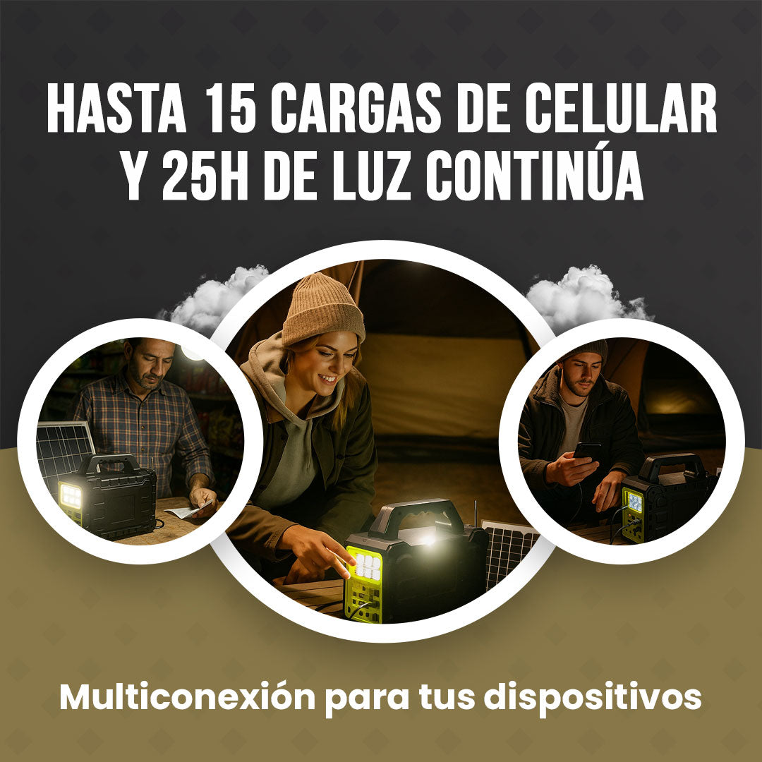Estacion Carga solar Portatil Multiconexion Carga Rapida